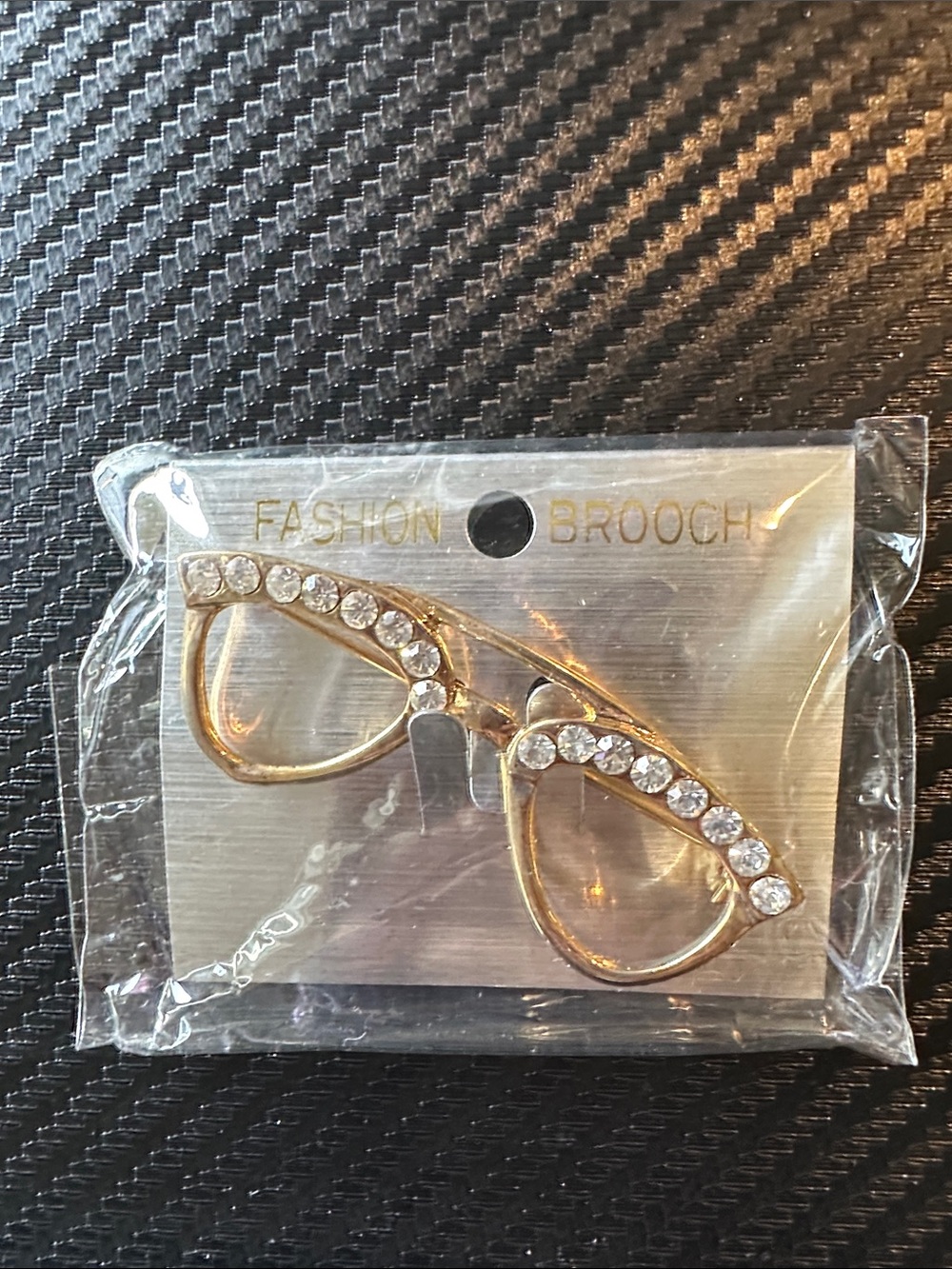 Gold Crystal Eyeglass Brooch - Fashion Brand
